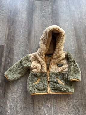 Eddie Bauer Green and Tan Sherpa Hooded Jacket - Kids